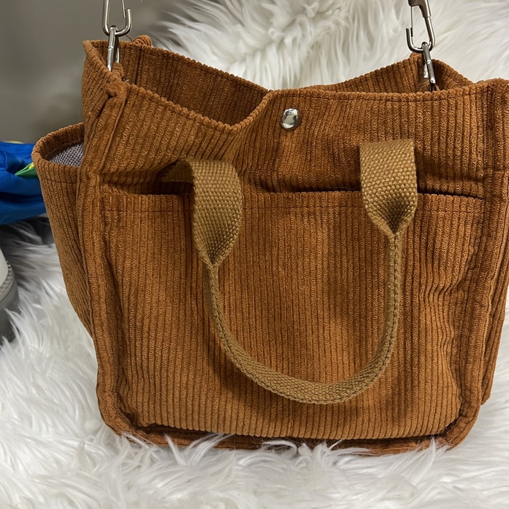 Tan Corduroy Tote Bag - Picture 4 of 5